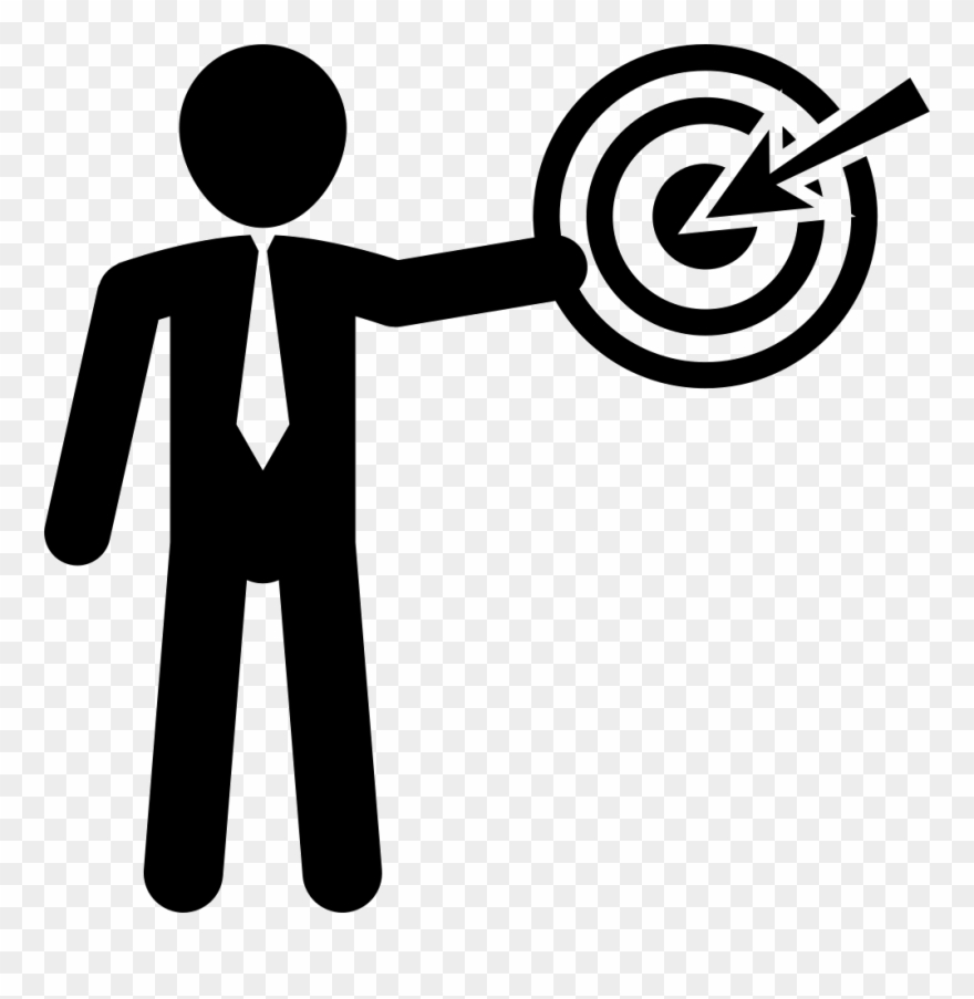 Businessman Presenting A Discussion With Circular Target - Icono De Objetivo Png Clipart