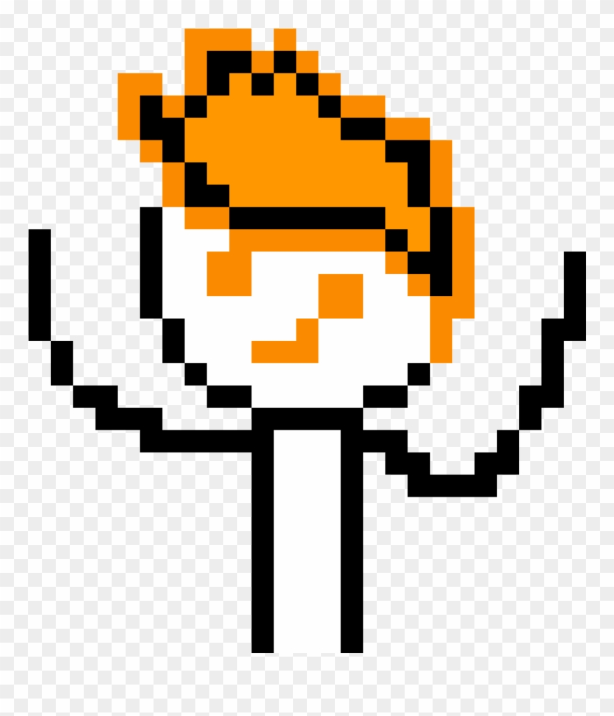 Orange Oni Guy - Pixel Art Emoji Clipart