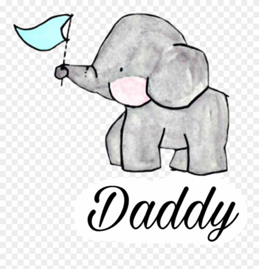 Daddy Sticker - Family Of Elephants Cartoon Clipart