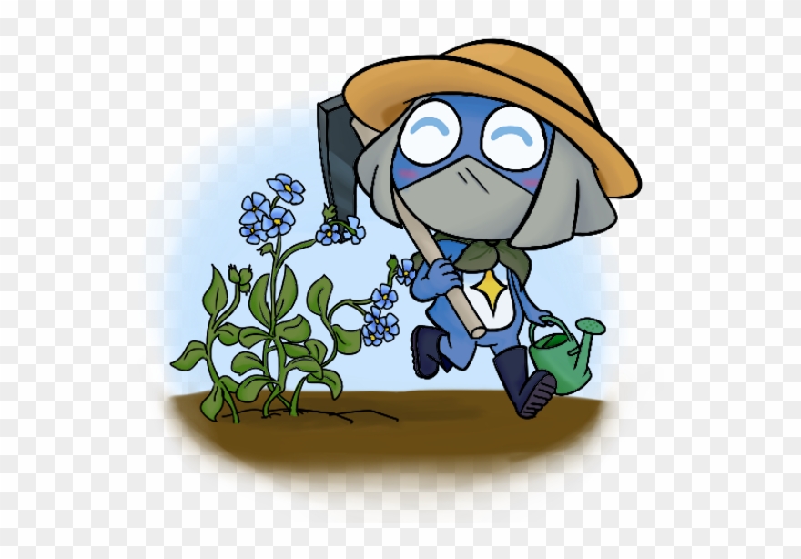 He's Just So Darn Cute In His Gardening Outfit - Cartoon Clipart