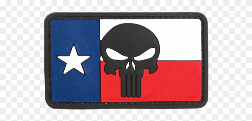Rubber Morale Punisher Patch W Velcro - Punisher Skull Texas Flag Clipart