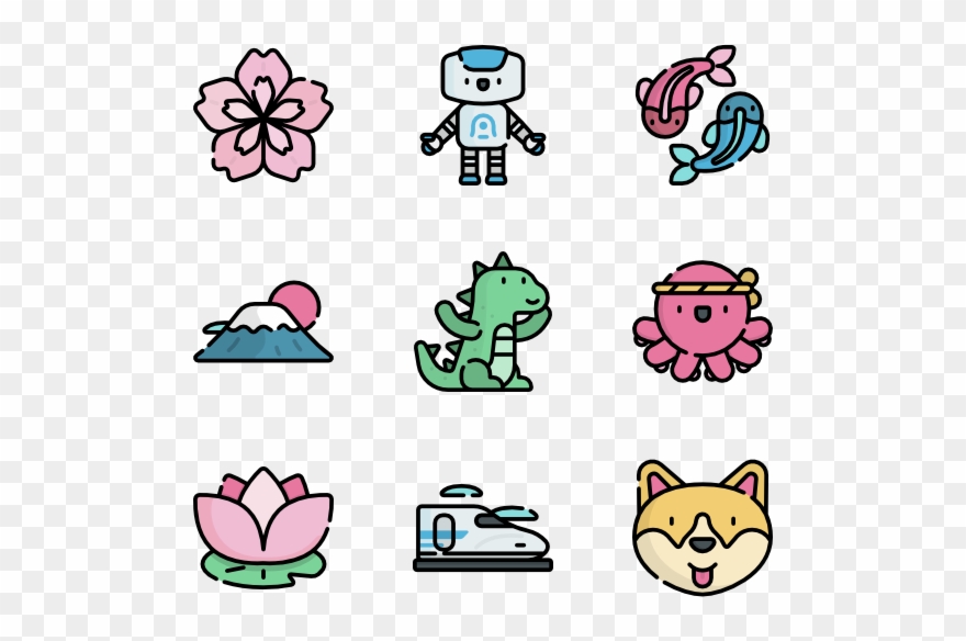 Japan - Mardi Gras Icons Clipart