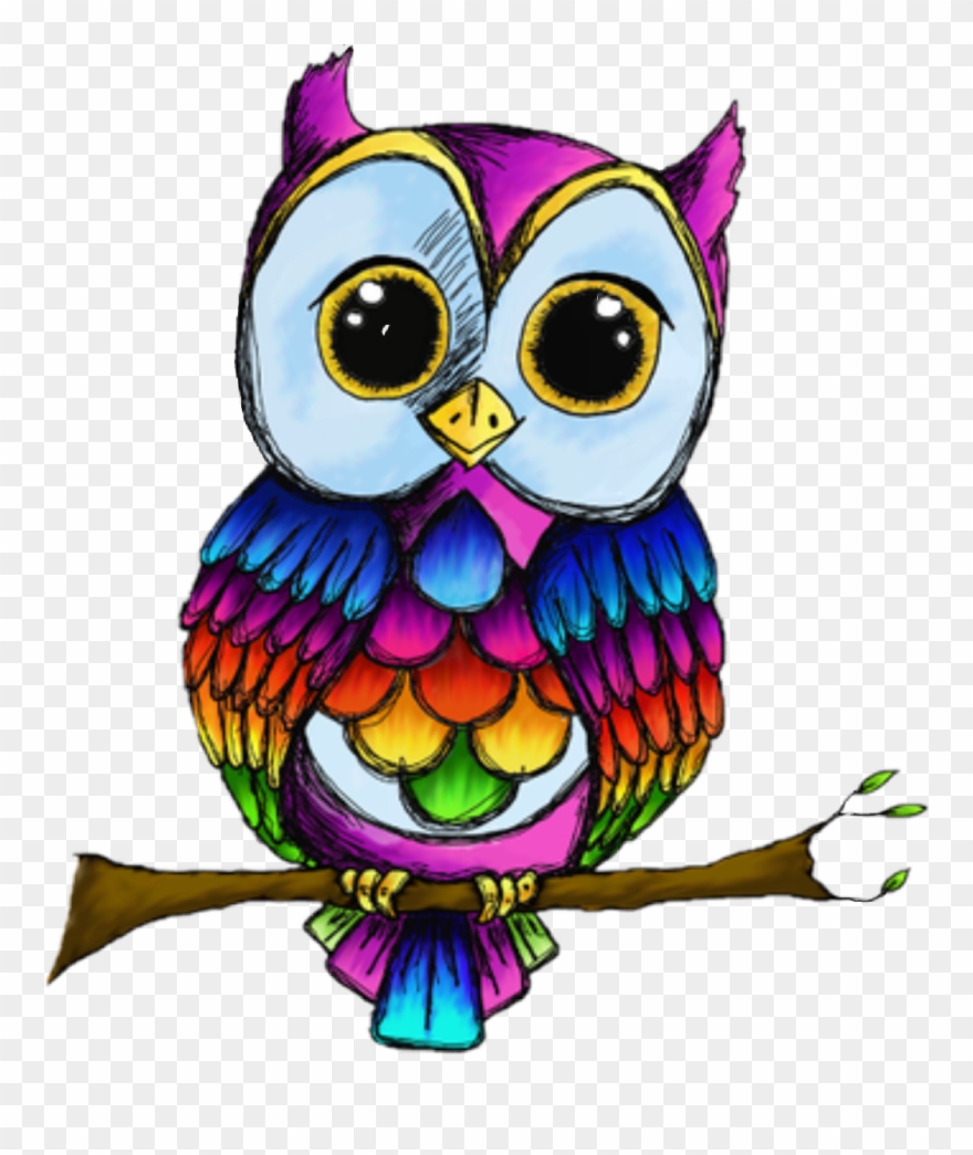 Scowls Sticker - Rainbow Owl Png Clipart