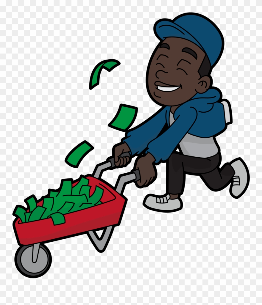 Black Cartoon With Money Clipart