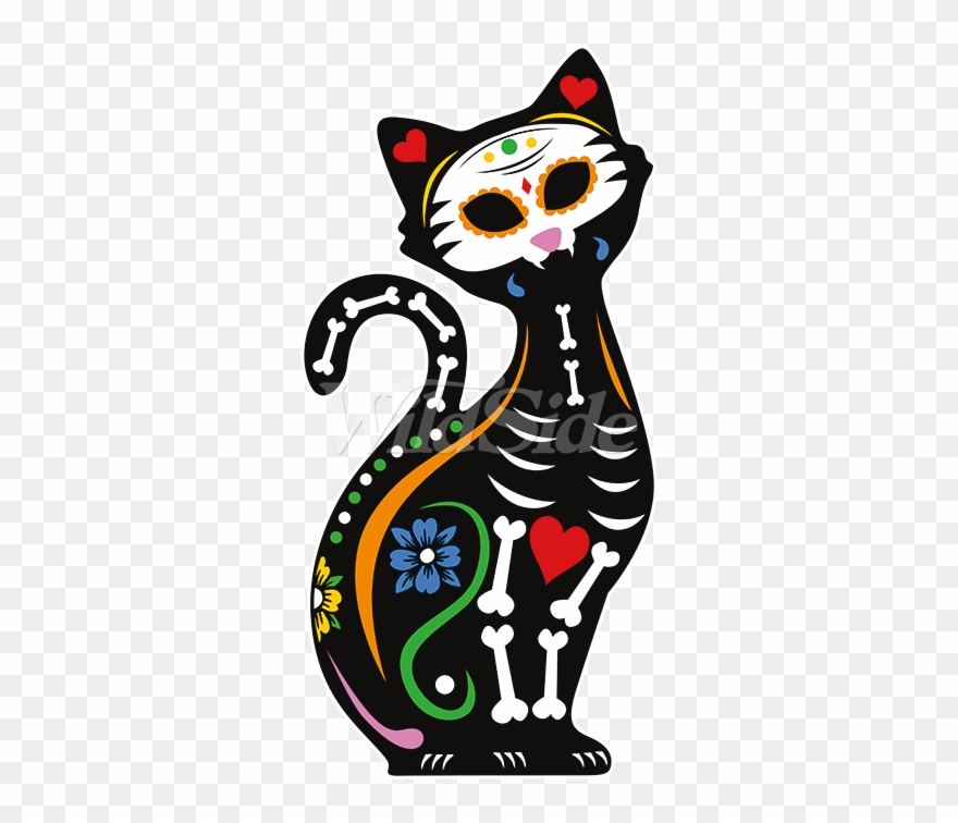 Day Of The Dead Cat - Cat Yawns Clipart