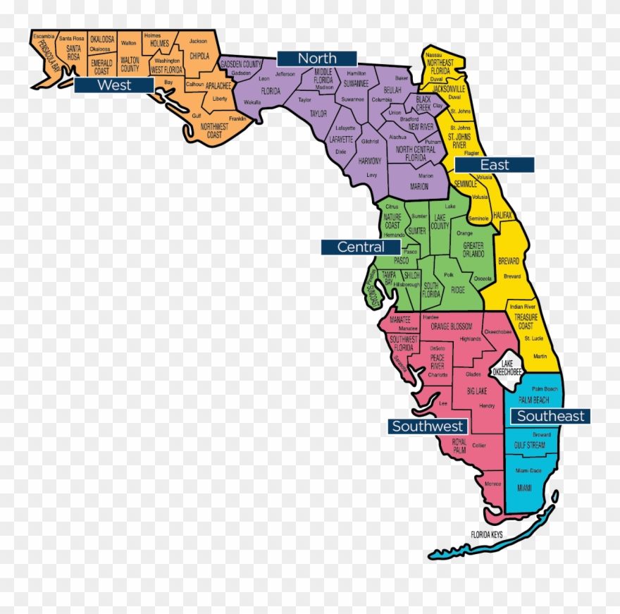 Florida Baptist Associations Map Clipart