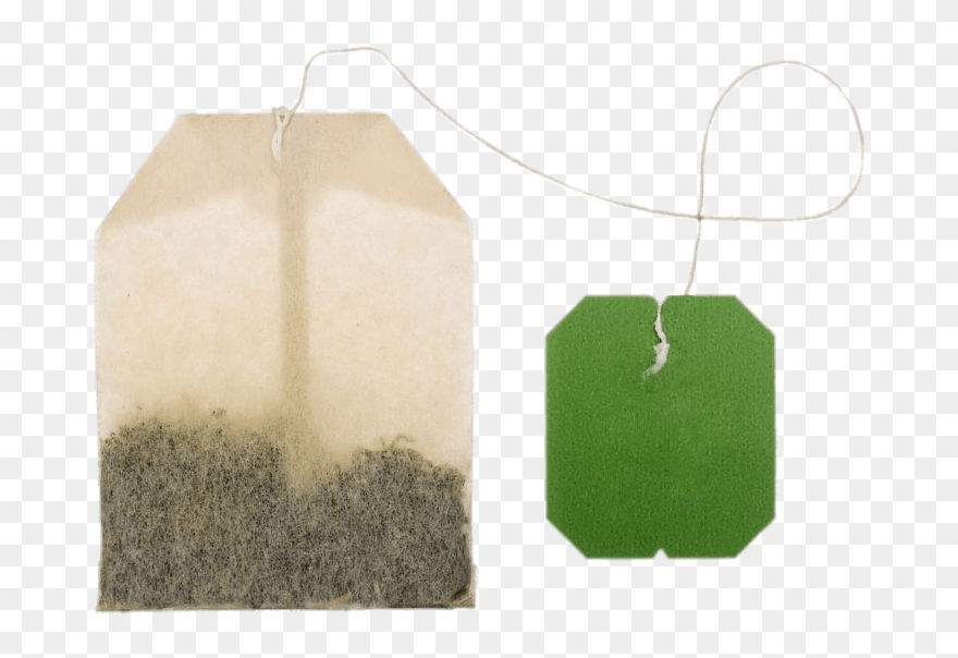 Herbal Tea Bag With Green Label - Green Tea Bag Clipart