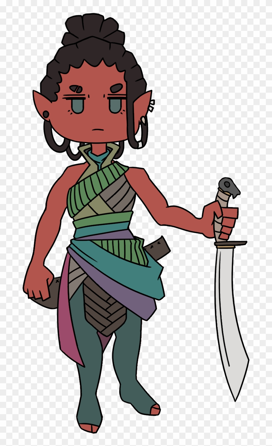 [oc] Chibi Hobgoblin Bladesinger - Cartoon Clipart