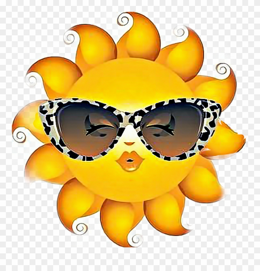 Sun Sticker - Sunshine Emoji With Sunglasses Clipart