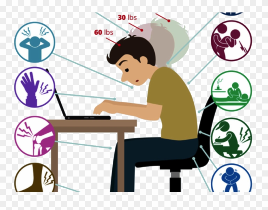 Injury Clipart Back Strain - Sitting - Png Download