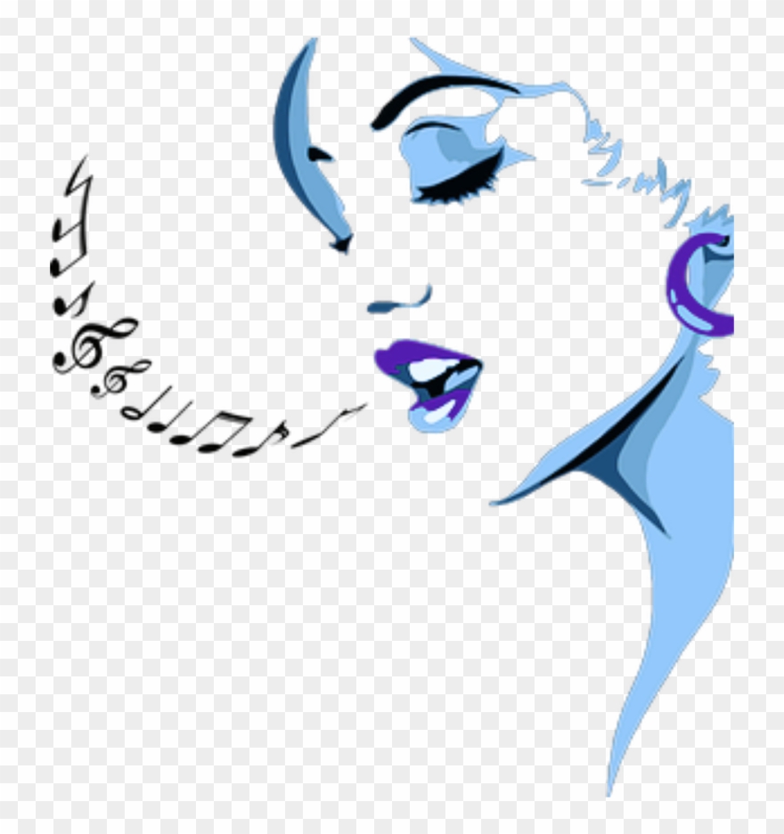 Woman Singing Line Art Clipart