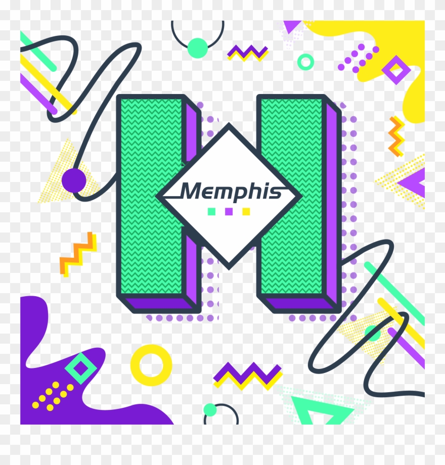 Curve Complementary Color Memphis Art Nouveau Vector - Vector Graphics Clipart