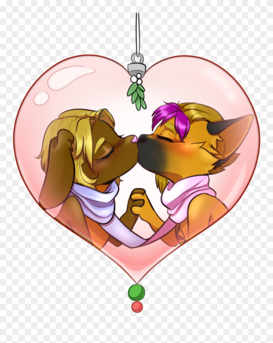 A Christmas Kiss - Cartoon Clipart