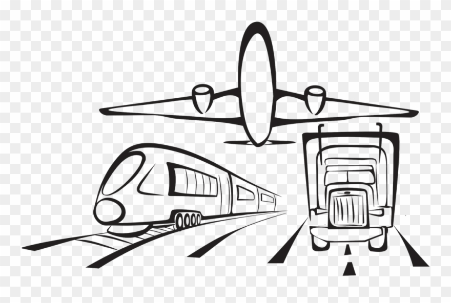 Clip Transparent Library By Bus Plane Road Or Train - Sketch - Png Download