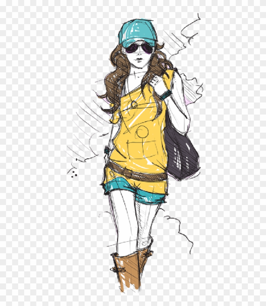 Ftefashion Sticker - Fashion Girl Sketch Clipart
