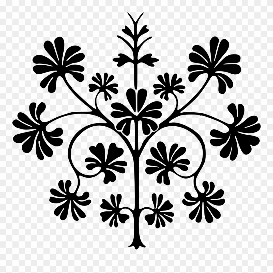 Floral Clipart T Shirt - Png Floral Design Silhouette Transparent Png