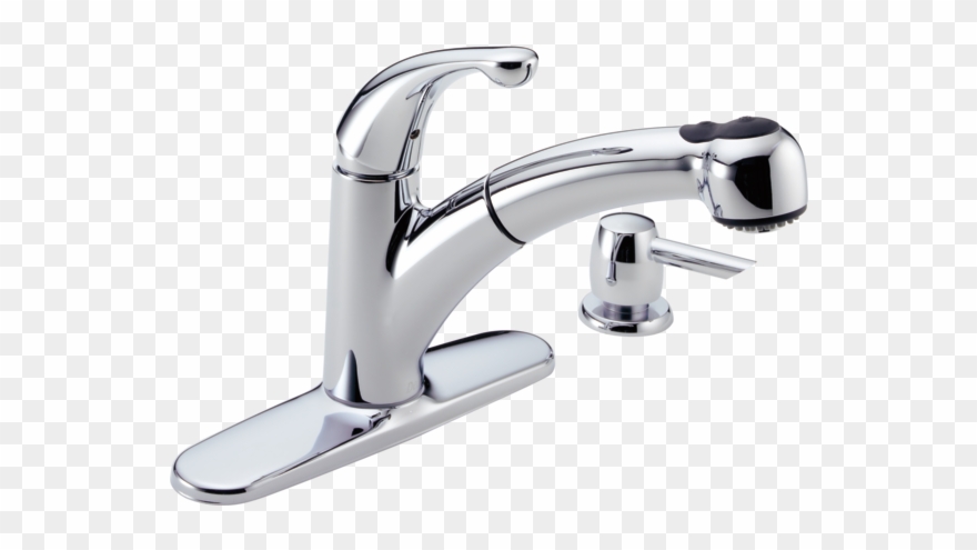 Single Handle Pull Out Kitchen Faucet With Soap Dispenser - Delta 467 Dst Clipart