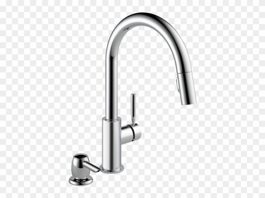 Single Handle Pull Down Kitchen Faucet With Soap Dispenser - Delta Faucets Kitchen Clipart