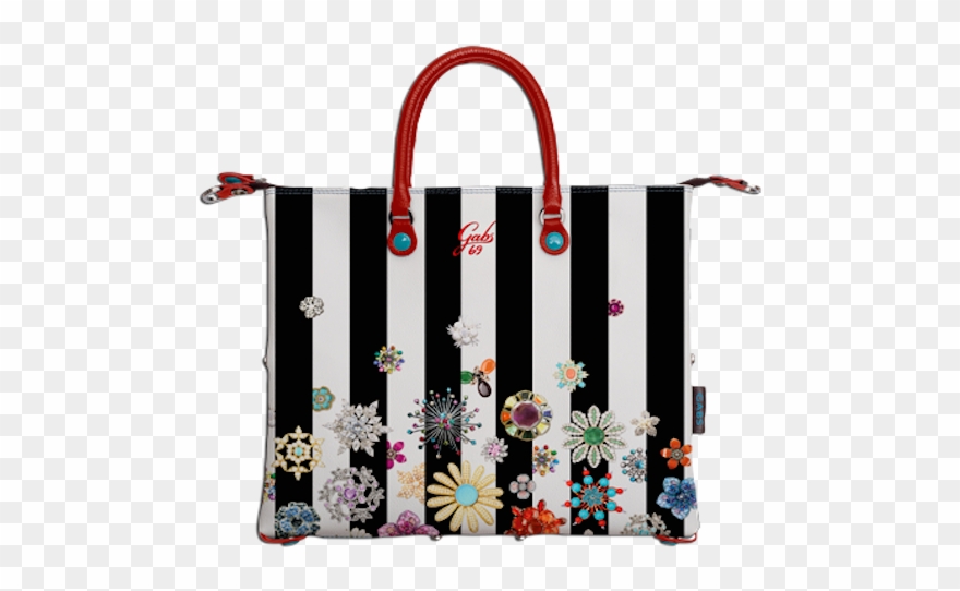 G3 Studio Con Stampa Floreale - Borse A Righe Bianche E Nere Clipart