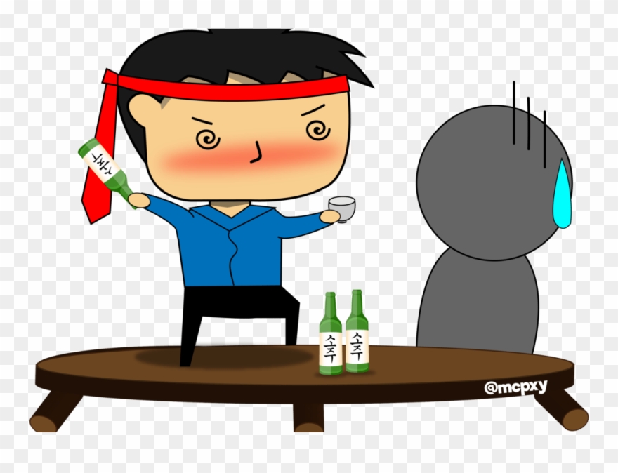 Proper Soju Drinking Etiquette In Korea - Cartoon Clipart