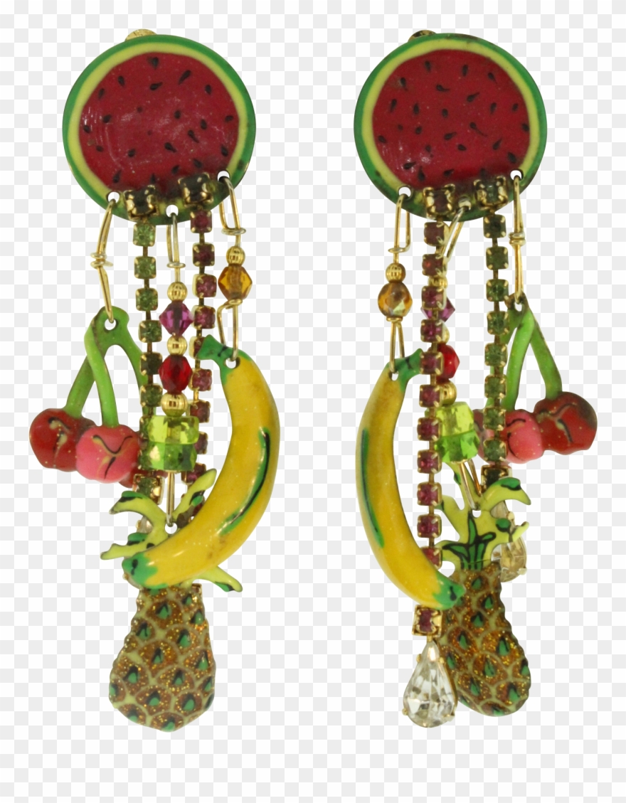Vtg 90's Lunch At The Ritz Latr Fresh Fruit Dangle - Earrings Clipart