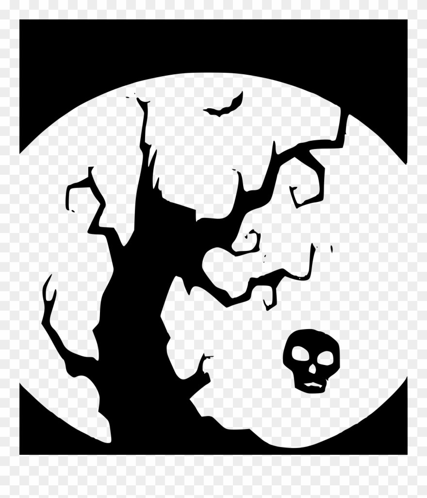 Daily Freebie 10 16 - Window Silhouette Halloween Tree Clipart