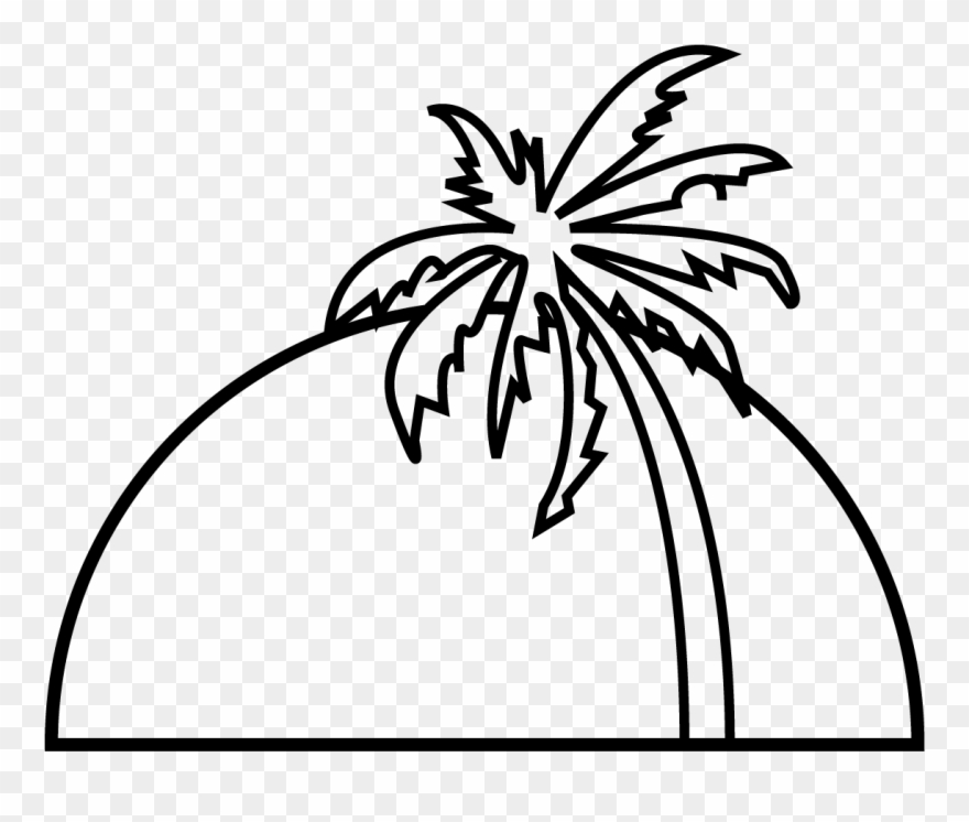 Palm Tree Sunset - Tennis Ball Outline Clipart