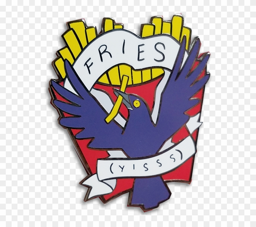 Image Of Fry Grackle Heraldic Pin Clipart