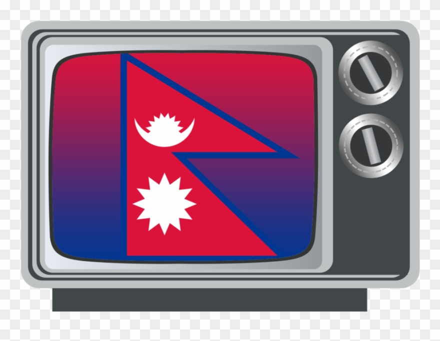 Nepal Flag On Tv - Old Television Black And White Clipart