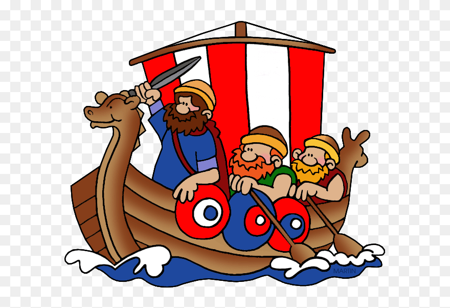 Viking Ship Clipart Viking Boat - Vikings On A Ship Clipart - Png Download