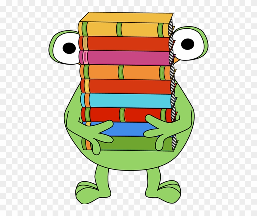 Monster Carrying A Stack Of Books - Monsters With Books Clip Art - Png Download