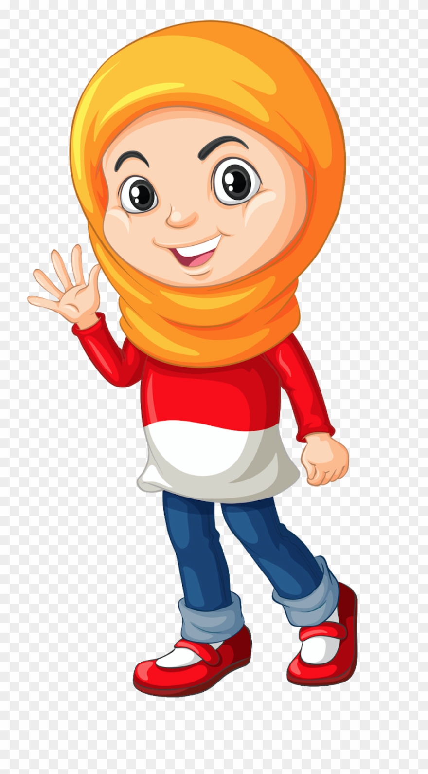 Muslim Girl In Different Actions - Boys And Girls Moslem Clipart