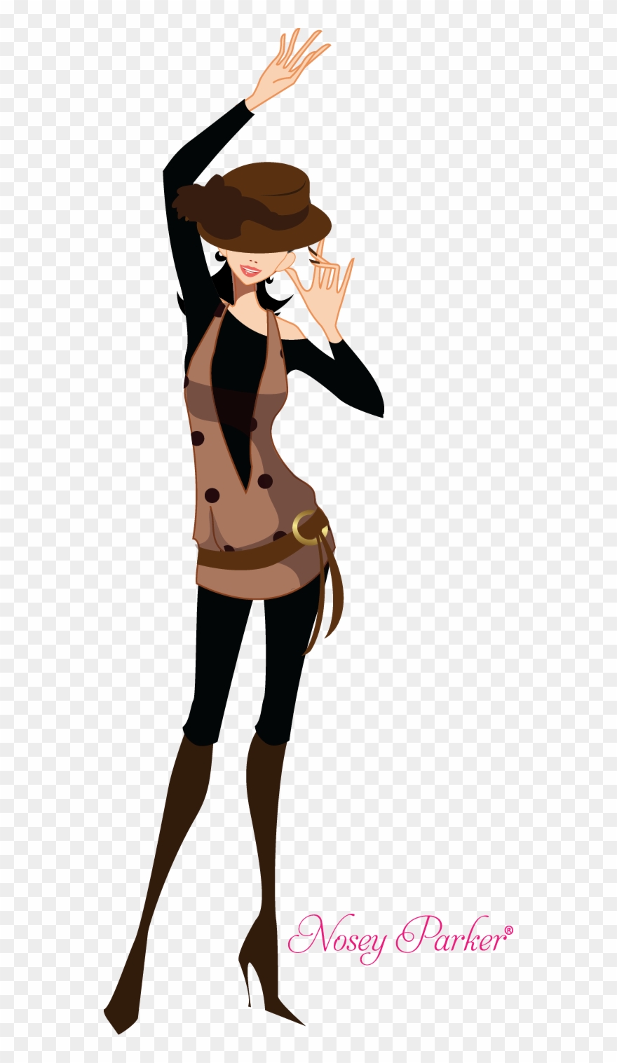 Nosey Parker Business Woman Illustration - Fashion Vector Clipart