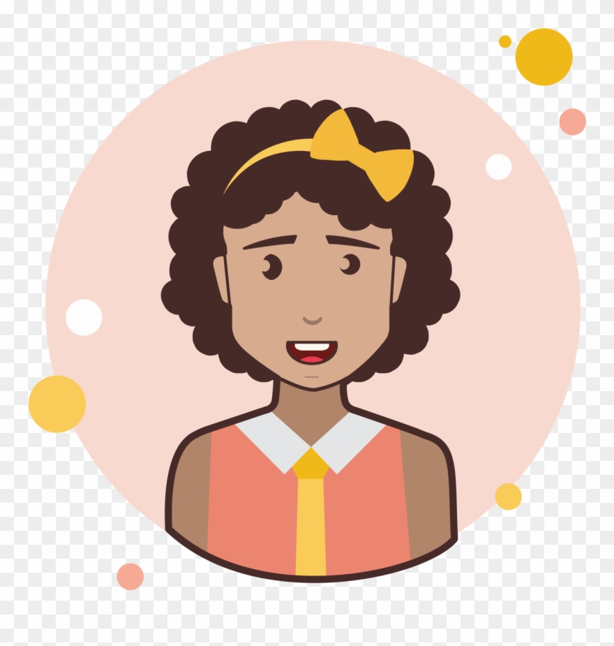 Brown Curly Hair Business Lady With Bow Icon - Illustration Clipart