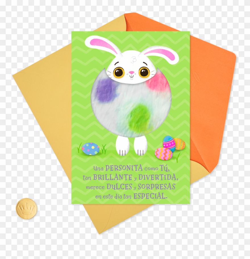 Puffy Fluffy Easter Bunny Spanish-language Easter Card - Construction Paper Clipart