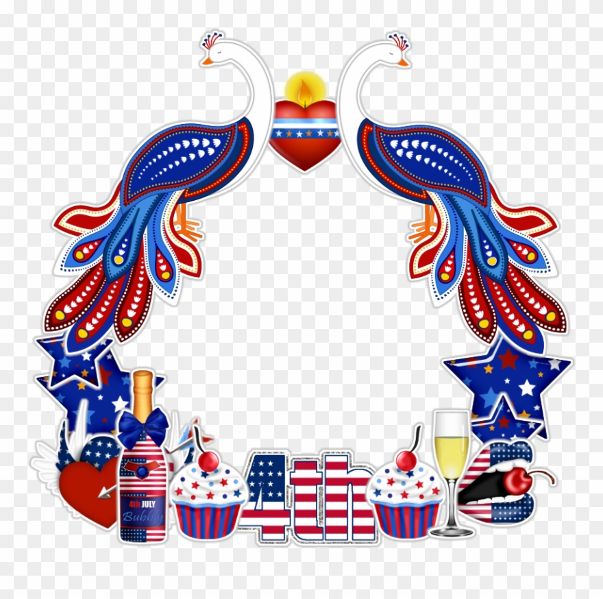 Happy 4th July Cluster Frame Clipart