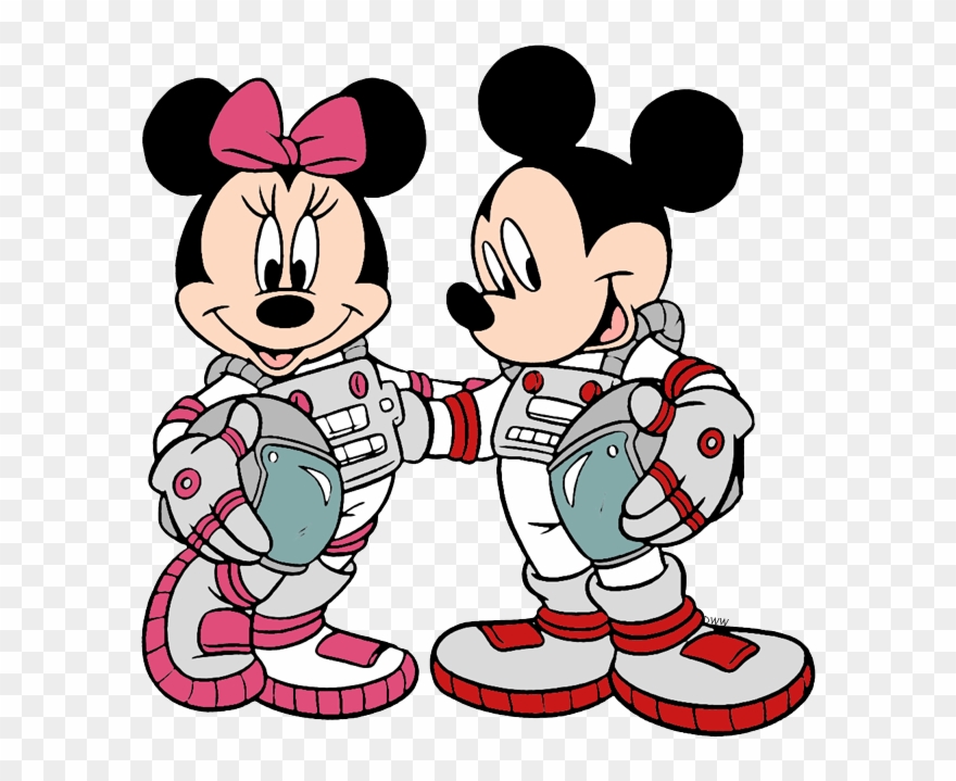 Astronauts Mickey, Minnie - Cartoon Clipart