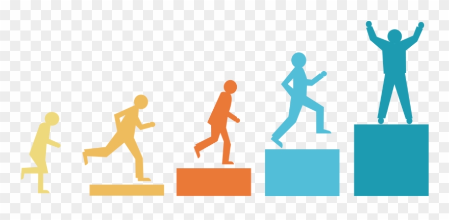 People Running Up Steps To Show High Achievement - Повышение По Карьерной Лестнице Clipart