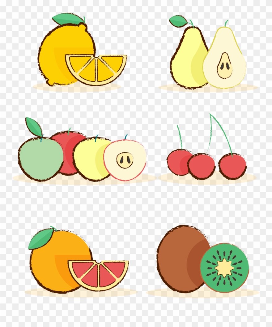 Zitrone Birne Apfel Kirsche Png Und Vektorabbildung Clipart