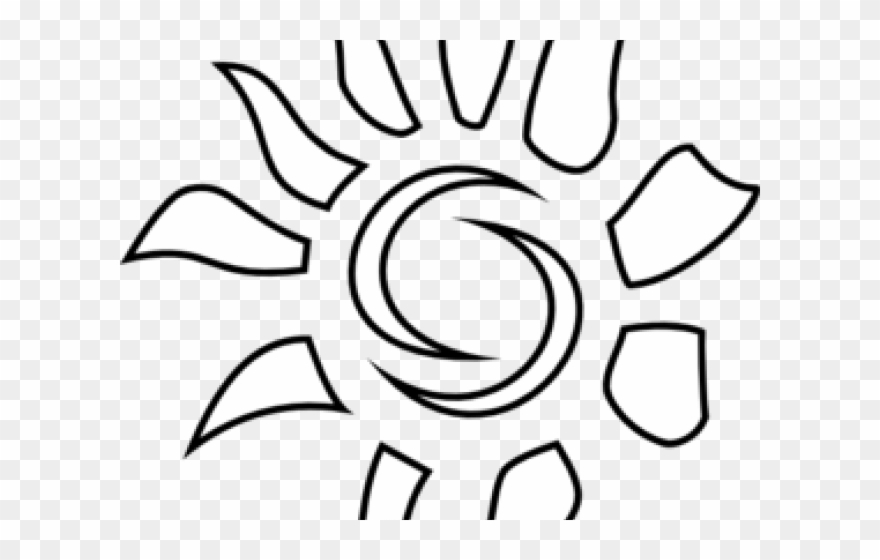 Drawn Sun Outline - Coloring Logo Icon Clipart