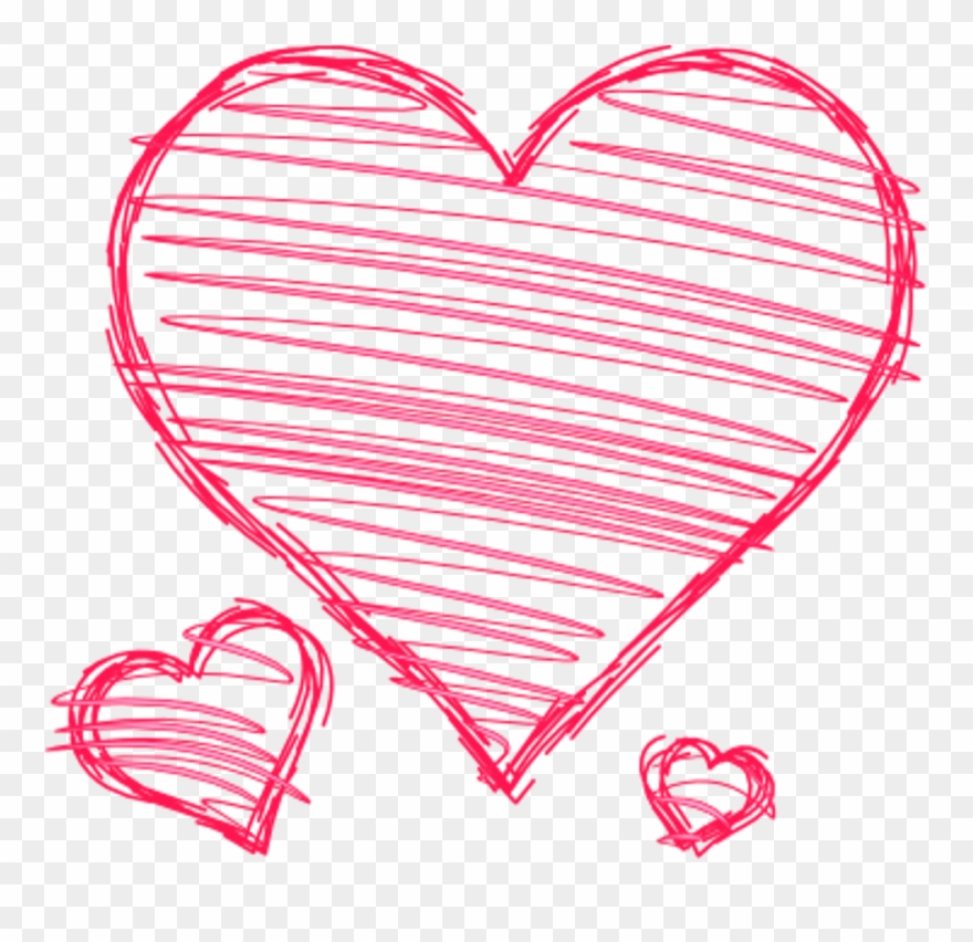Doodle Hearts Pink Red Handdrawn Pen Drawn Scribble - Hand Drawn Hearts Clipart - Png Download