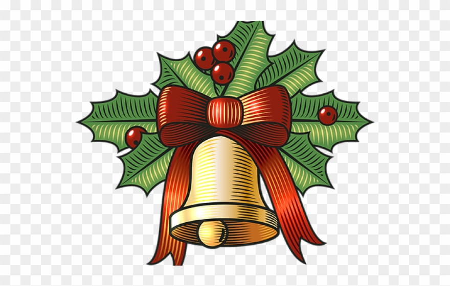 Christmas Bell Clipart December - Holly Bells Transparent Graphic - Png Download
