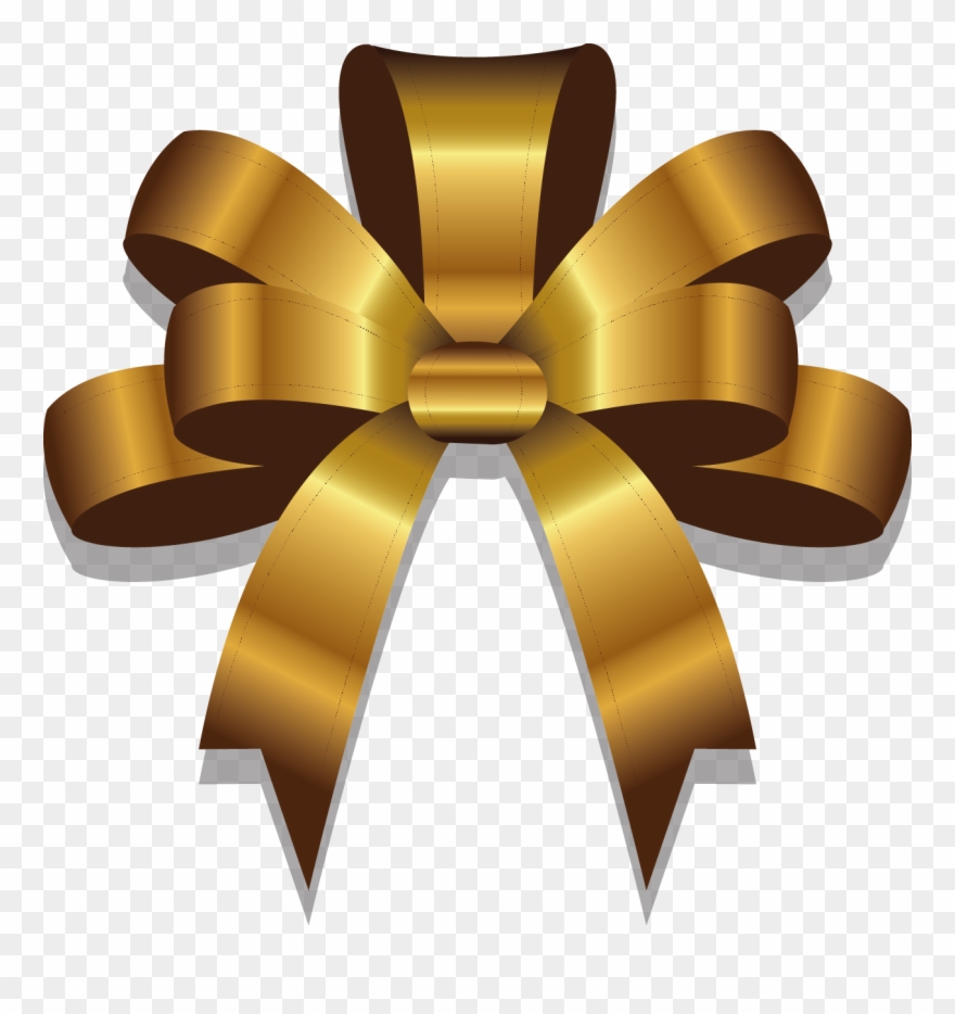 Christmas Gold Ribbon Png Vector Images - Vector Graphics Clipart
