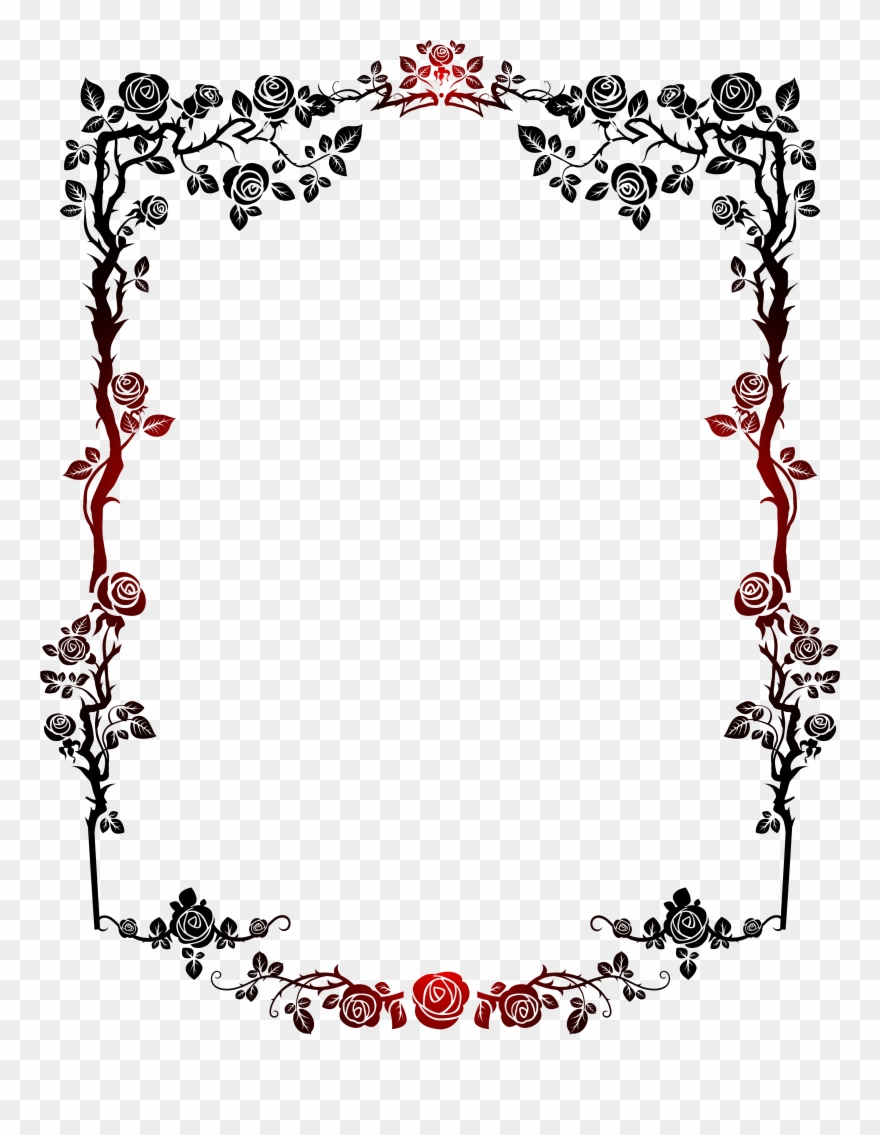 Snowflake Flourish Border Png Black And White Library Clipart