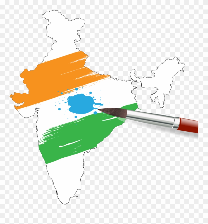 Painting Clipart Creative Art - India Map Outline - Png Download