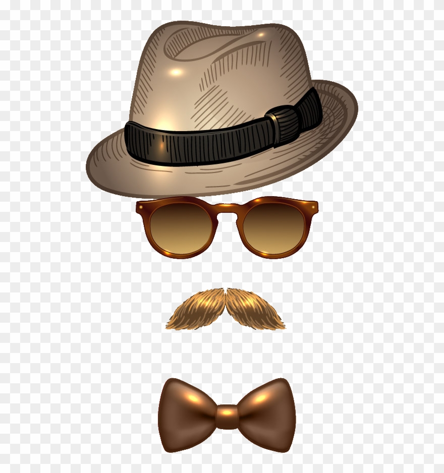Sunglasses Fedora Moustache Avatar Hat Man Clipart - Moustach Et Papillon Logo - Png Download