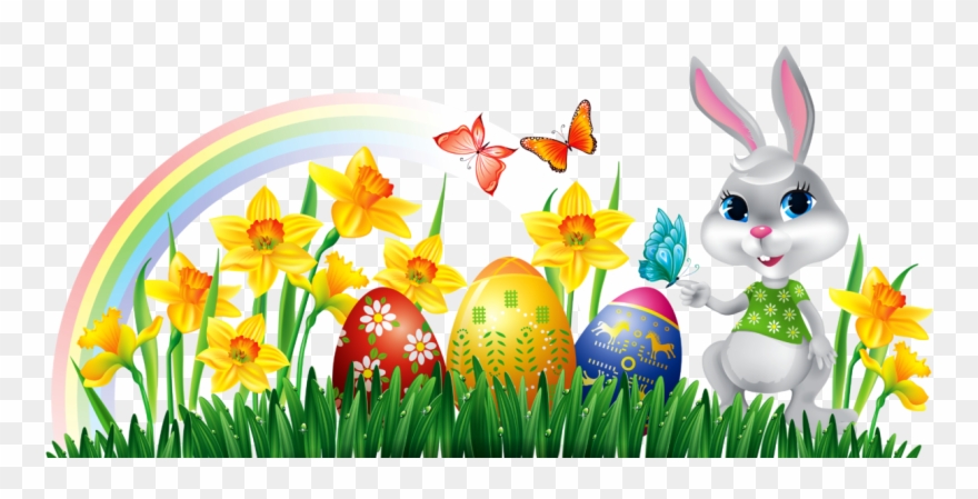 Easter Bunny Clipart Free Download - Easter Bunny With Eggs Clipart - Png Download
