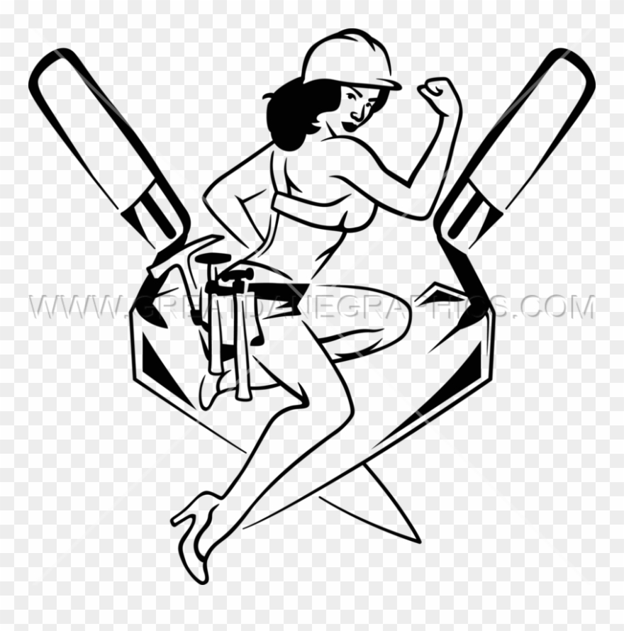 Pinup Girl Bricklayer - Softball Clipart
