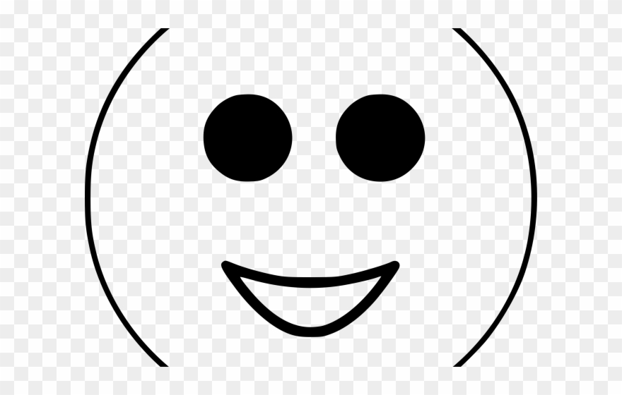 Emoji Face Clipart Positive - Happy Smiley Black And White - Png Download