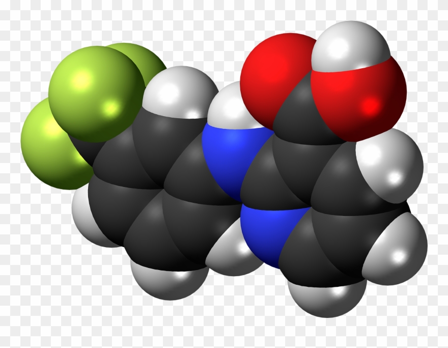 Niflumic Acid Molecule Spacefill - Graphic Design Clipart